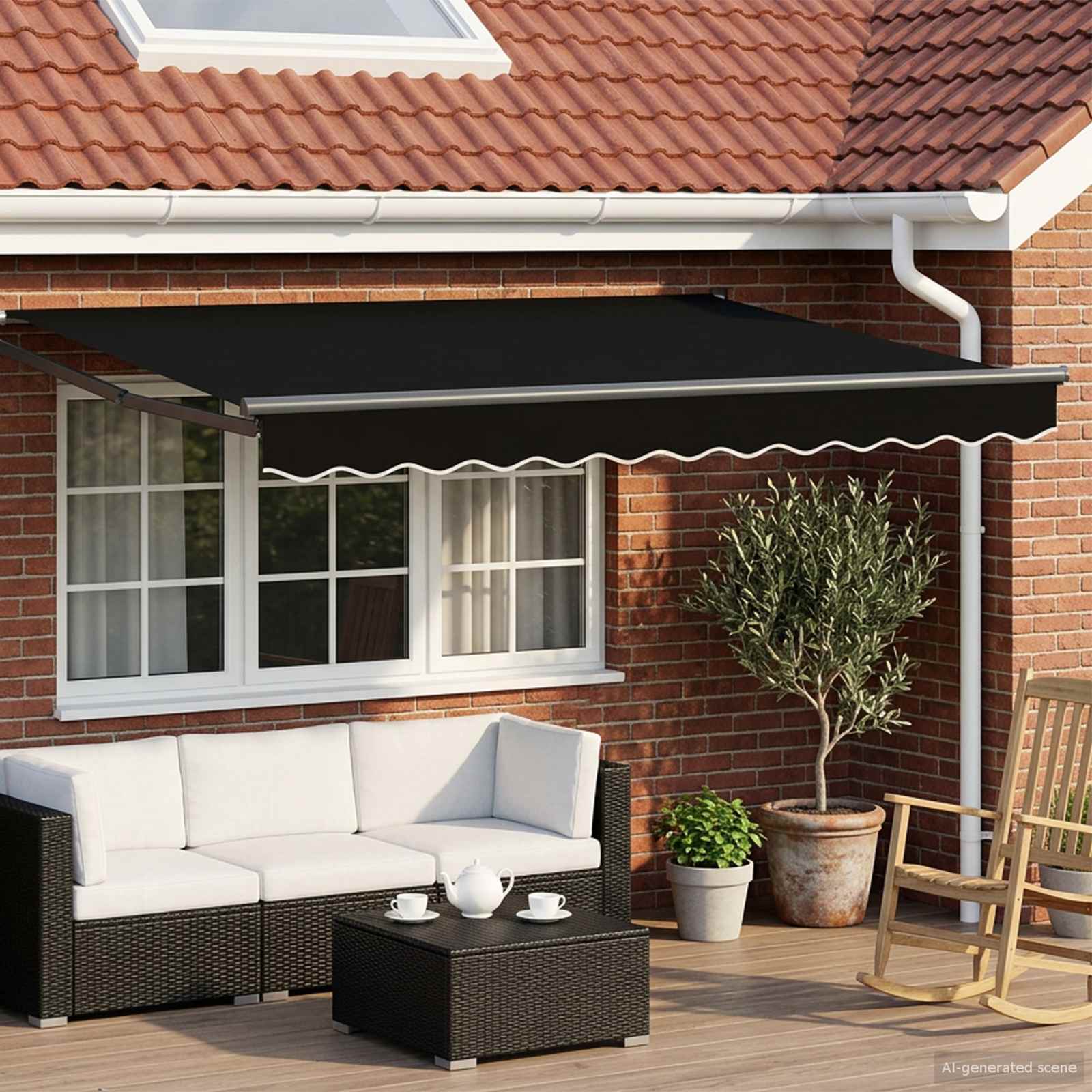 vidaXL Electric Retractable Awning Black and Anthracite 3 x 2.5 m 1