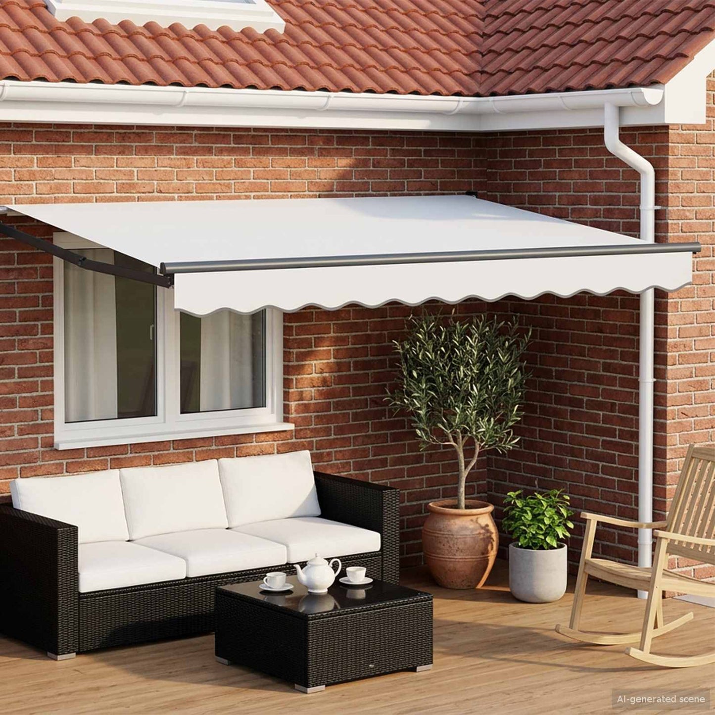 vidaXL Electric Retractable Awning White and Anthracite 3 x 2.5 m 1