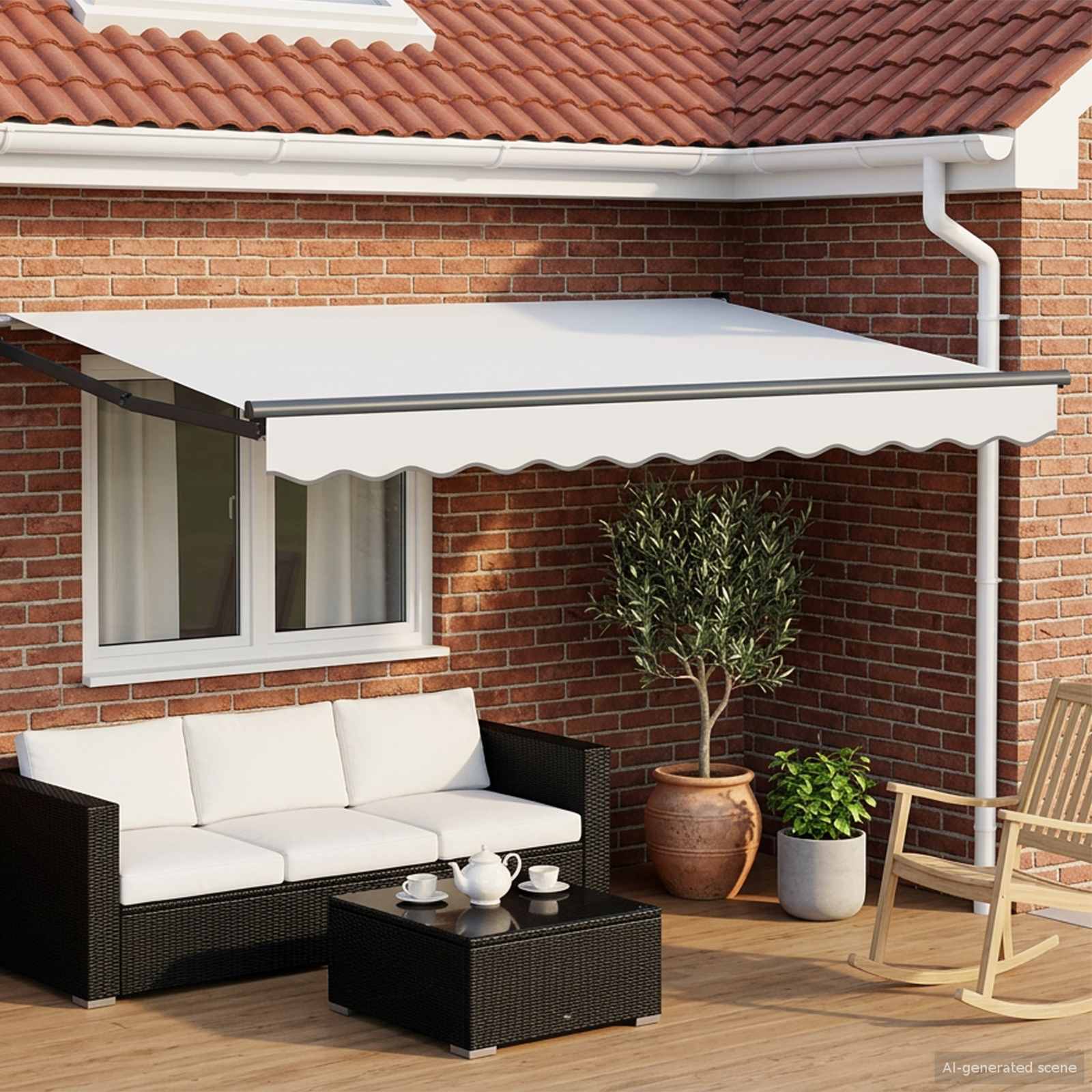 vidaXL Electric Retractable Awning White and Anthracite 3 x 2.5 m 1