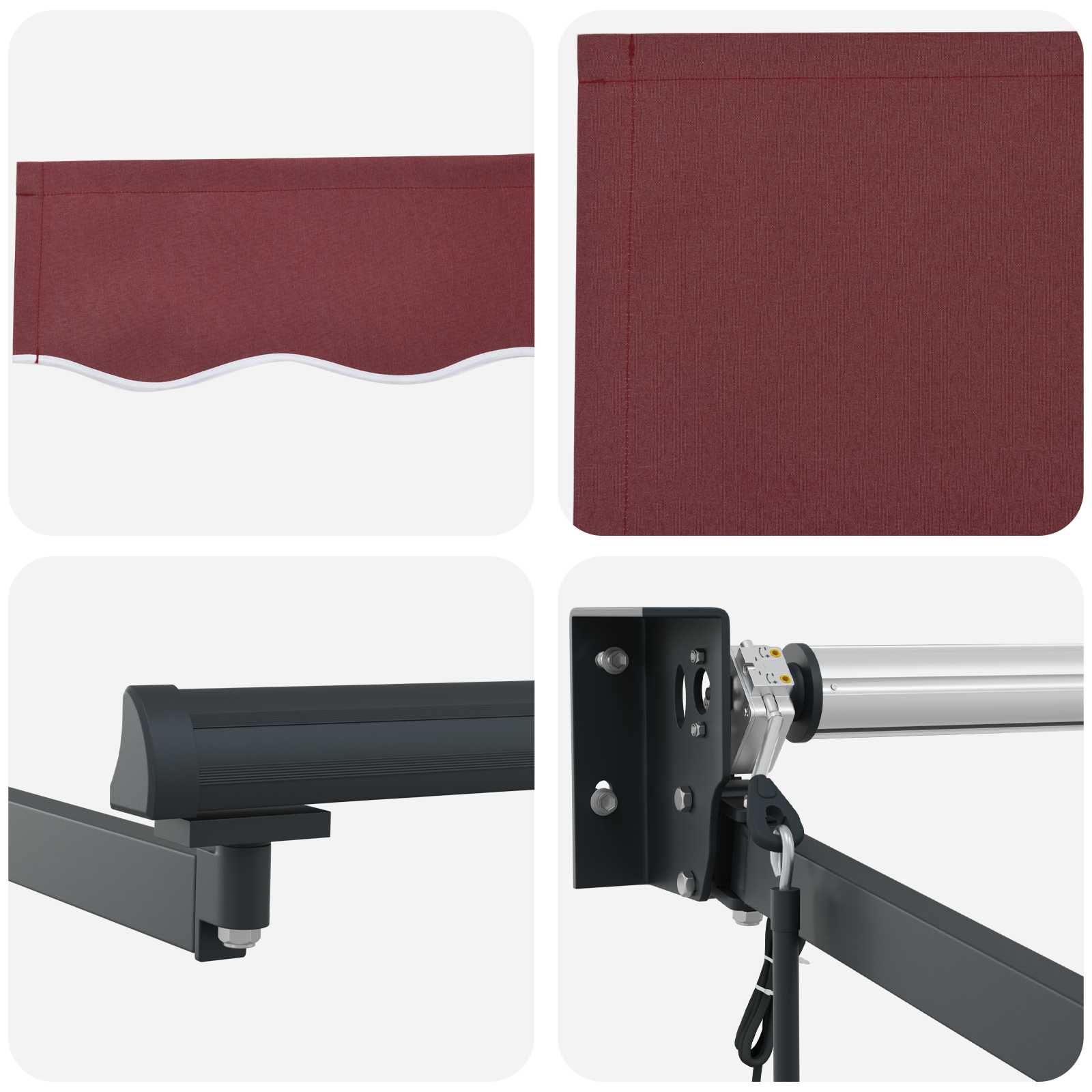 vidaXL Electric Retractable Awning Burgundy and Anthracite 3.5 x 2.5 m 6