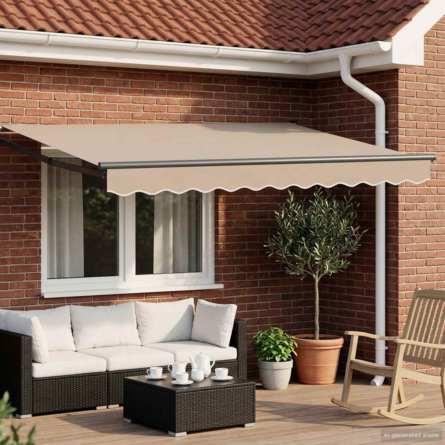 vidaXL Electric Retractable Awning Beige and Anthracite 3.5 x 2.5 m 1