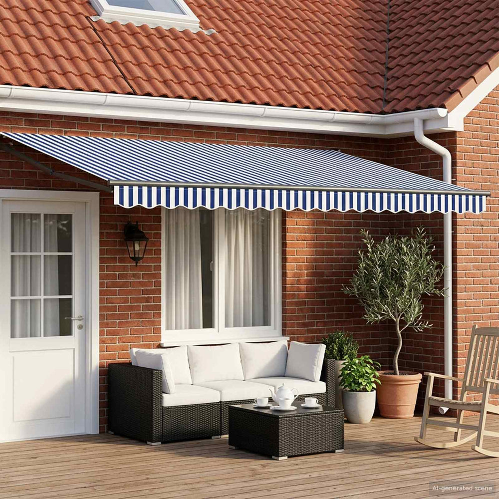 vidaXL Electric Retractable Awning Blue, White and Anthracite 4 x 3 m