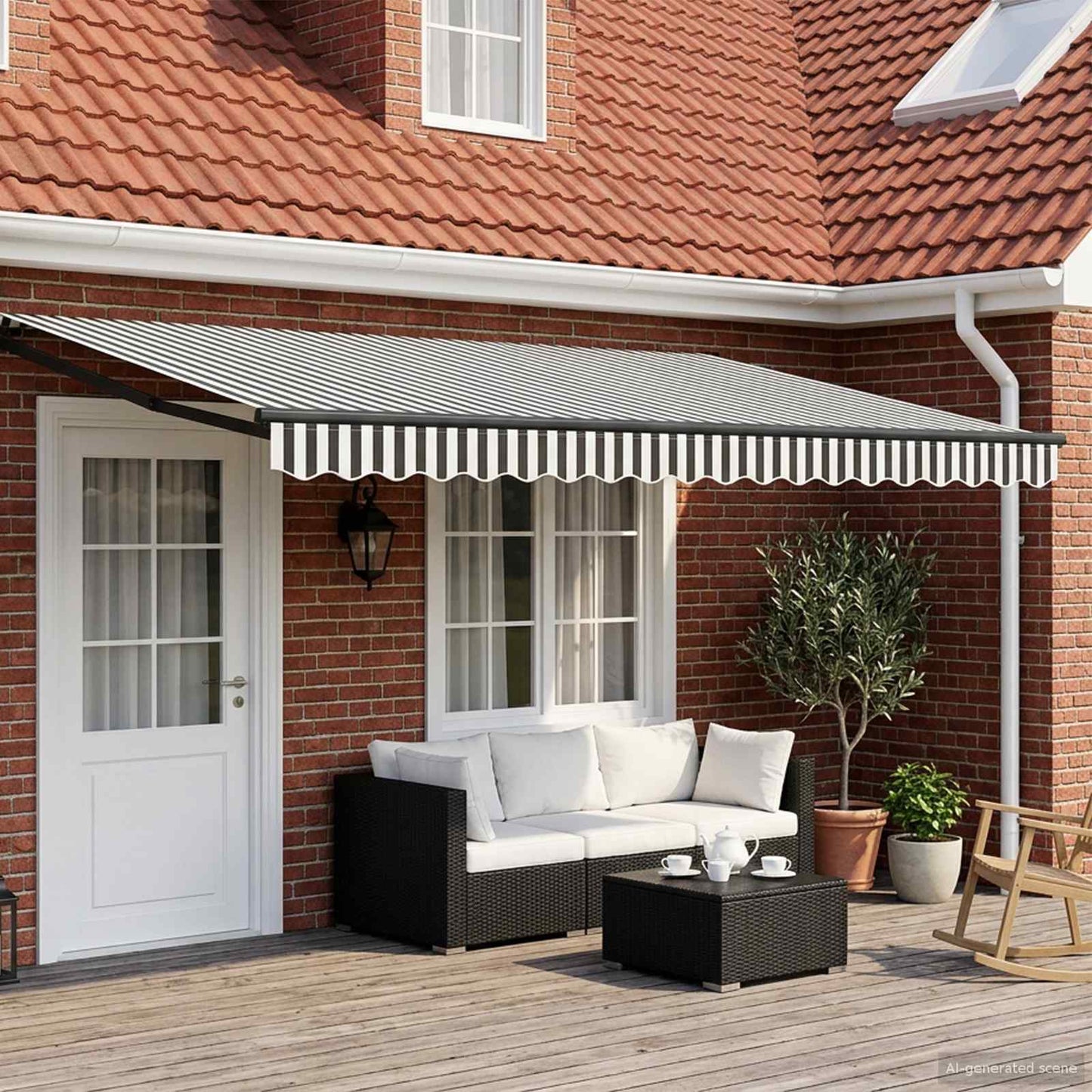 vidaXL Electric Retractable Awning Anthracite and White 4 x 3 m 1