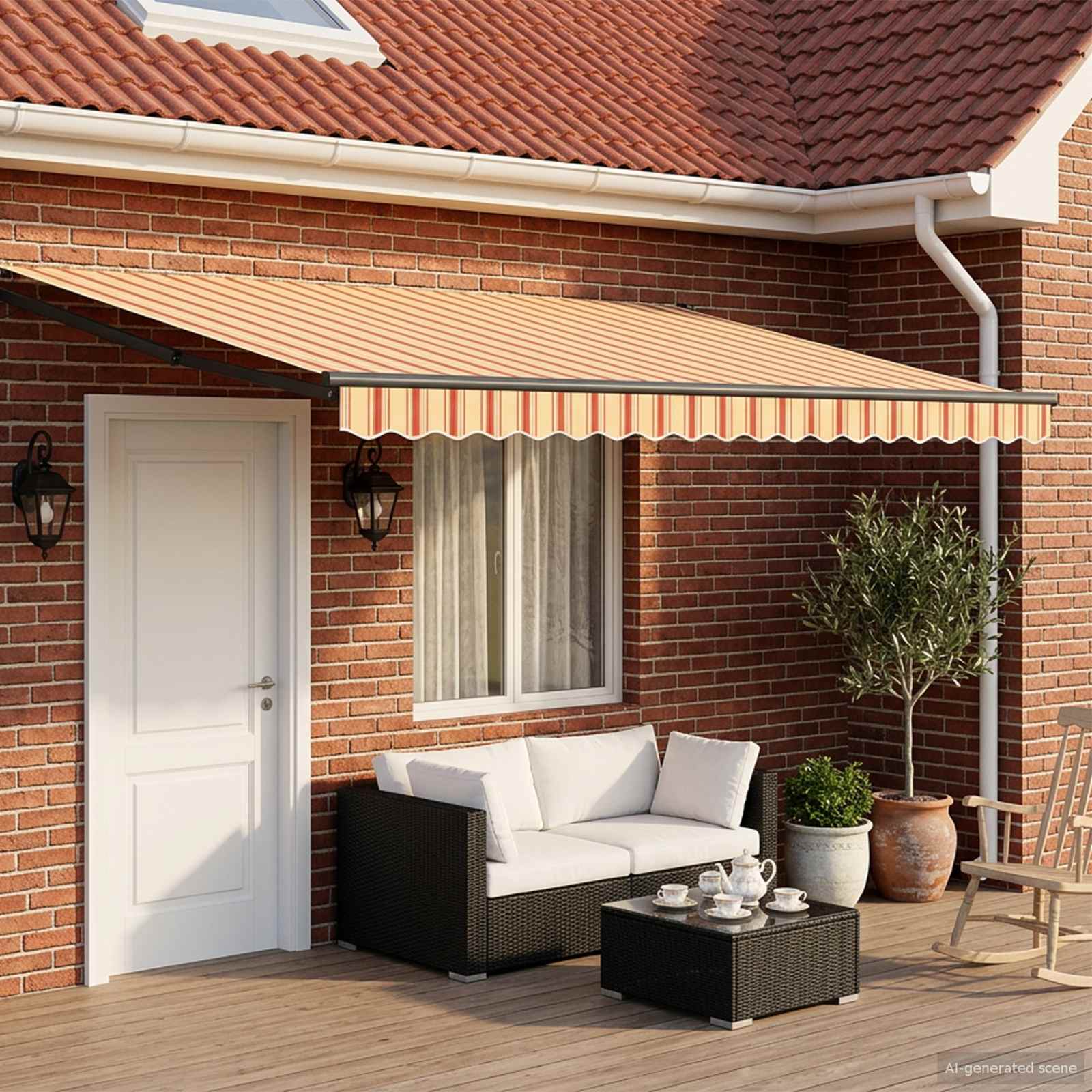 vidaXL Electric Retractable Awning Multicolour 4 x 3 m 1