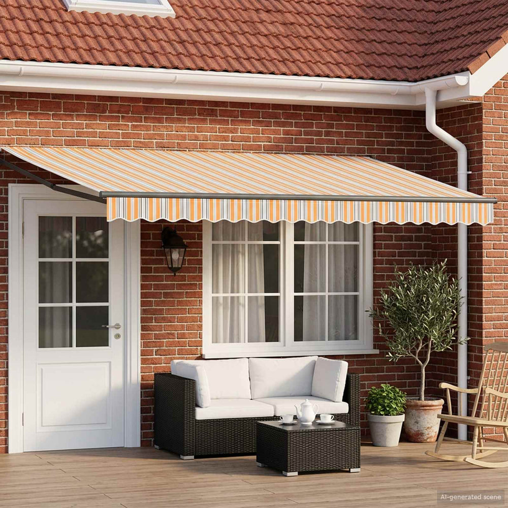 vidaXL Electric Retractable Awning Yellow, Grey and Anthracite 4 x 3 m
