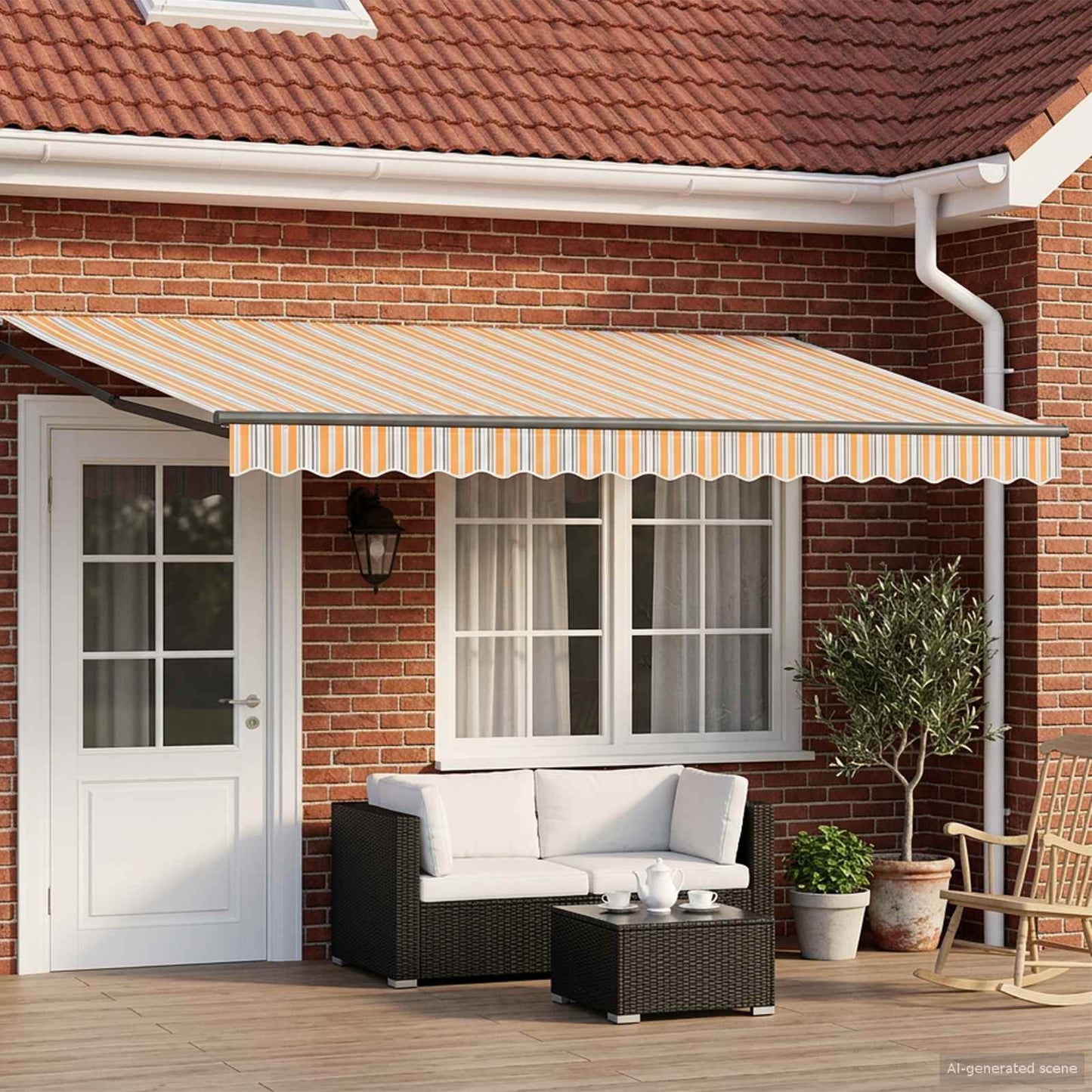 vidaXL Electric Retractable Awning Yellow, Grey and Anthracite 4 x 3 m 1