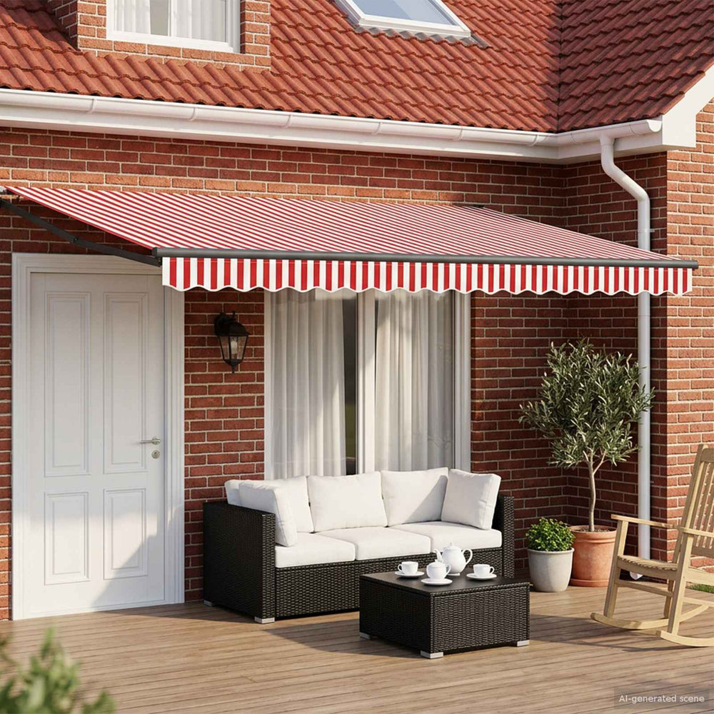 vidaXL Electric Retractable Awning Red, White and Anthracite 5 x 3 m