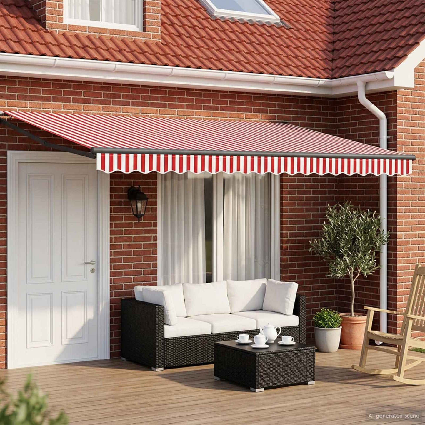 vidaXL Electric Retractable Awning Red, White and Anthracite 5 x 3 m 1