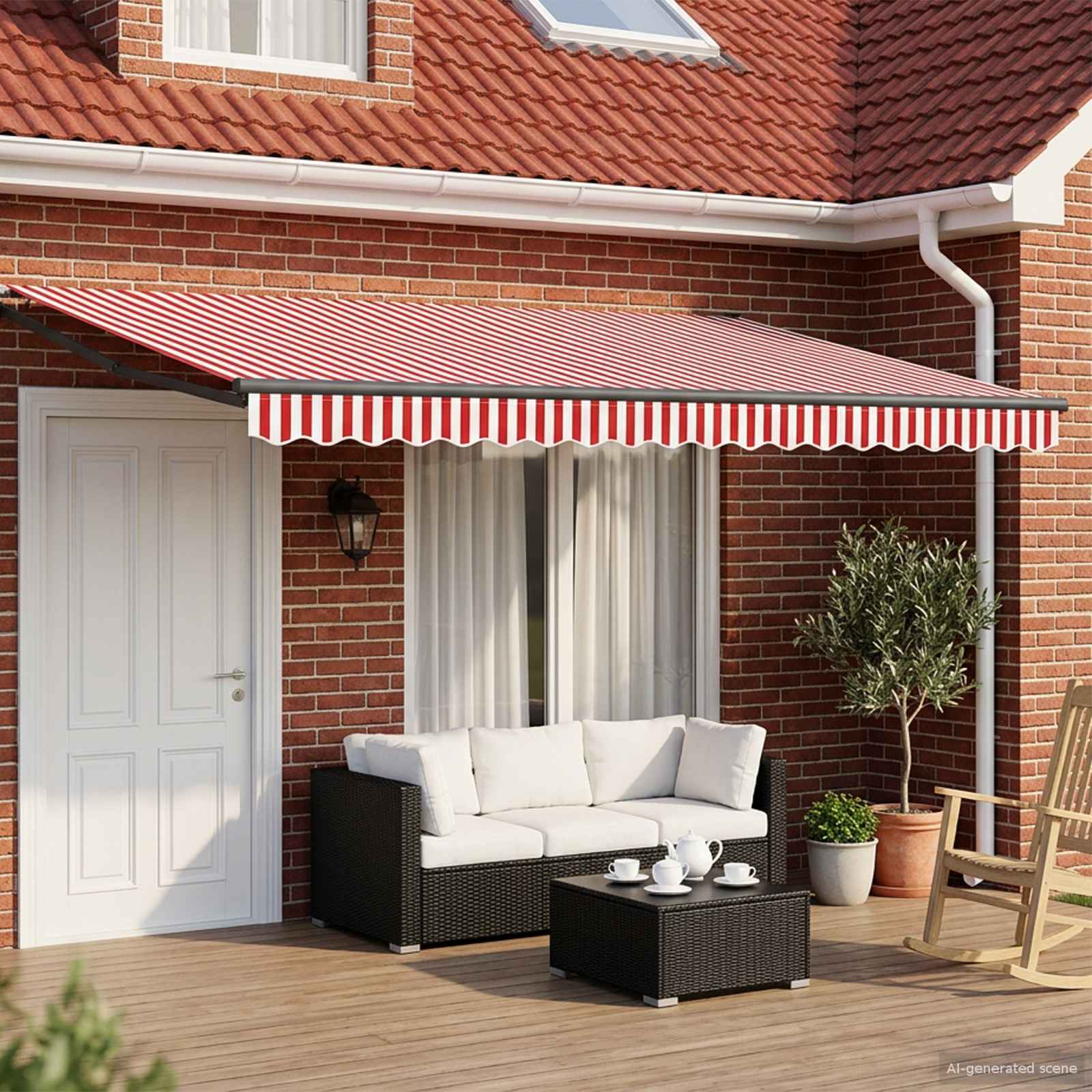 vidaXL Electric Retractable Awning Red, White and Anthracite 5 x 3 m 1