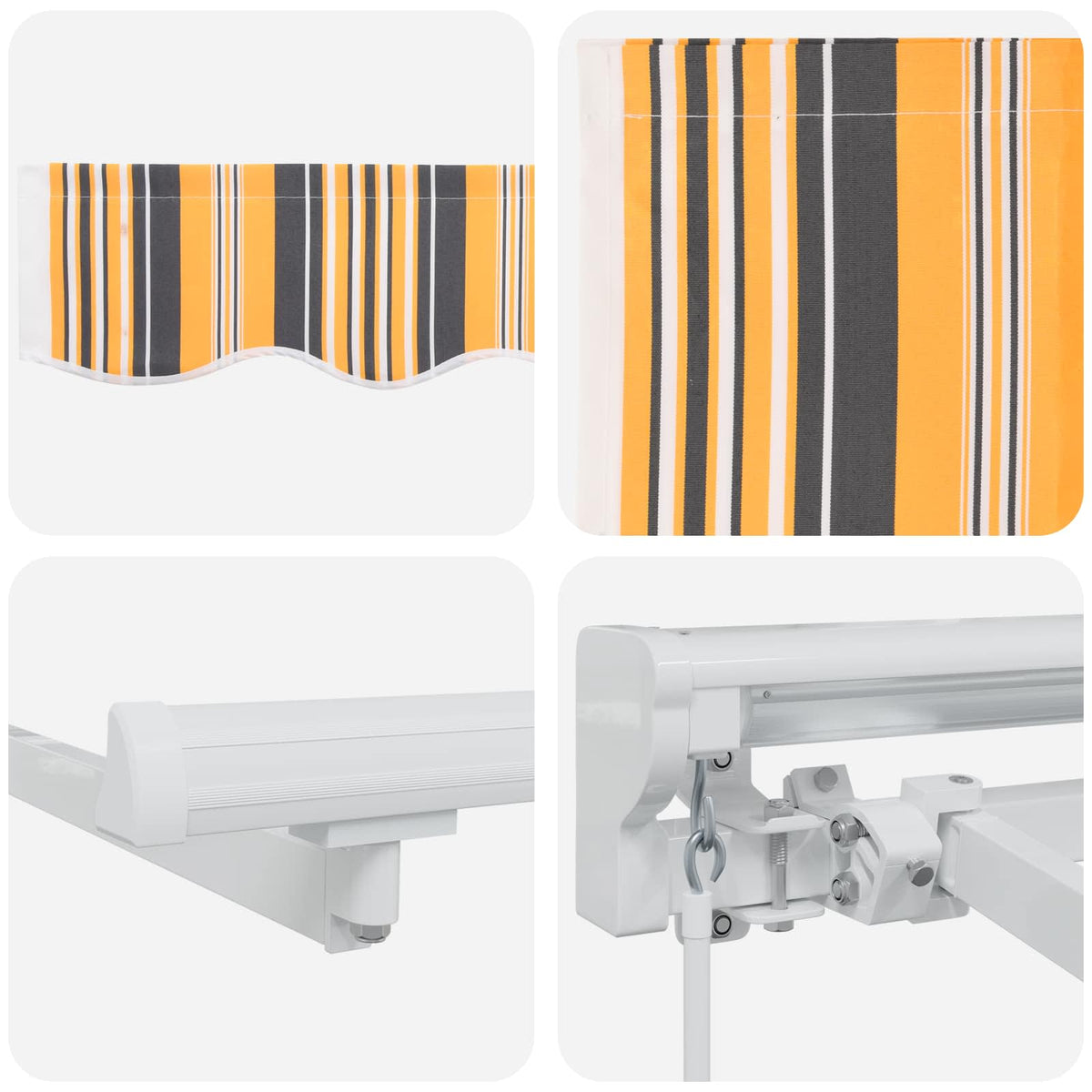 vidaXL Manual Retractable Awning Yellow, Grey and White 4 x 3.5 m 6