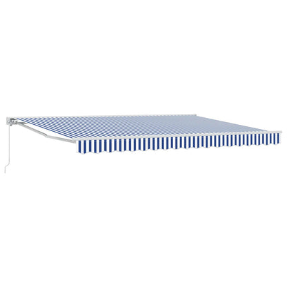 vidaXL Manual Retractable Awning Blue and White 5 x 3 m 2