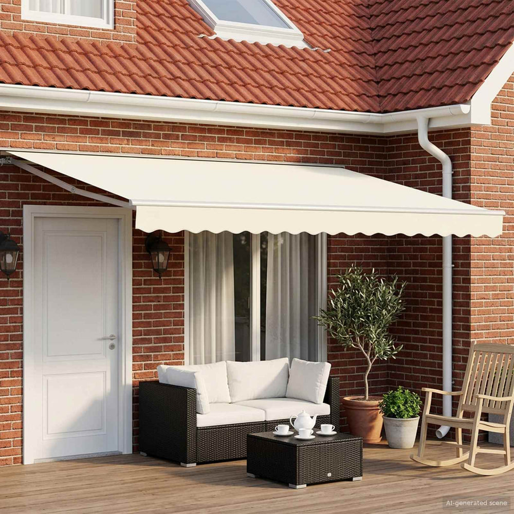 vidaXL Manual Retractable Awning Cream 5 x 3 m
