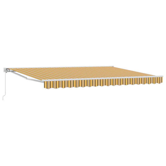 vidaXL Manual Retractable Awning Yellow, Grey and White 5 x 3 m 2