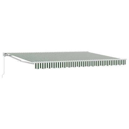 vidaXL Manual Retractable Awning Green and White 5 x 3 m 2