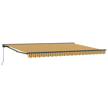vidaXL Manual Retractable Awning Yellow, Grey and White 4 x 3.5 m 2