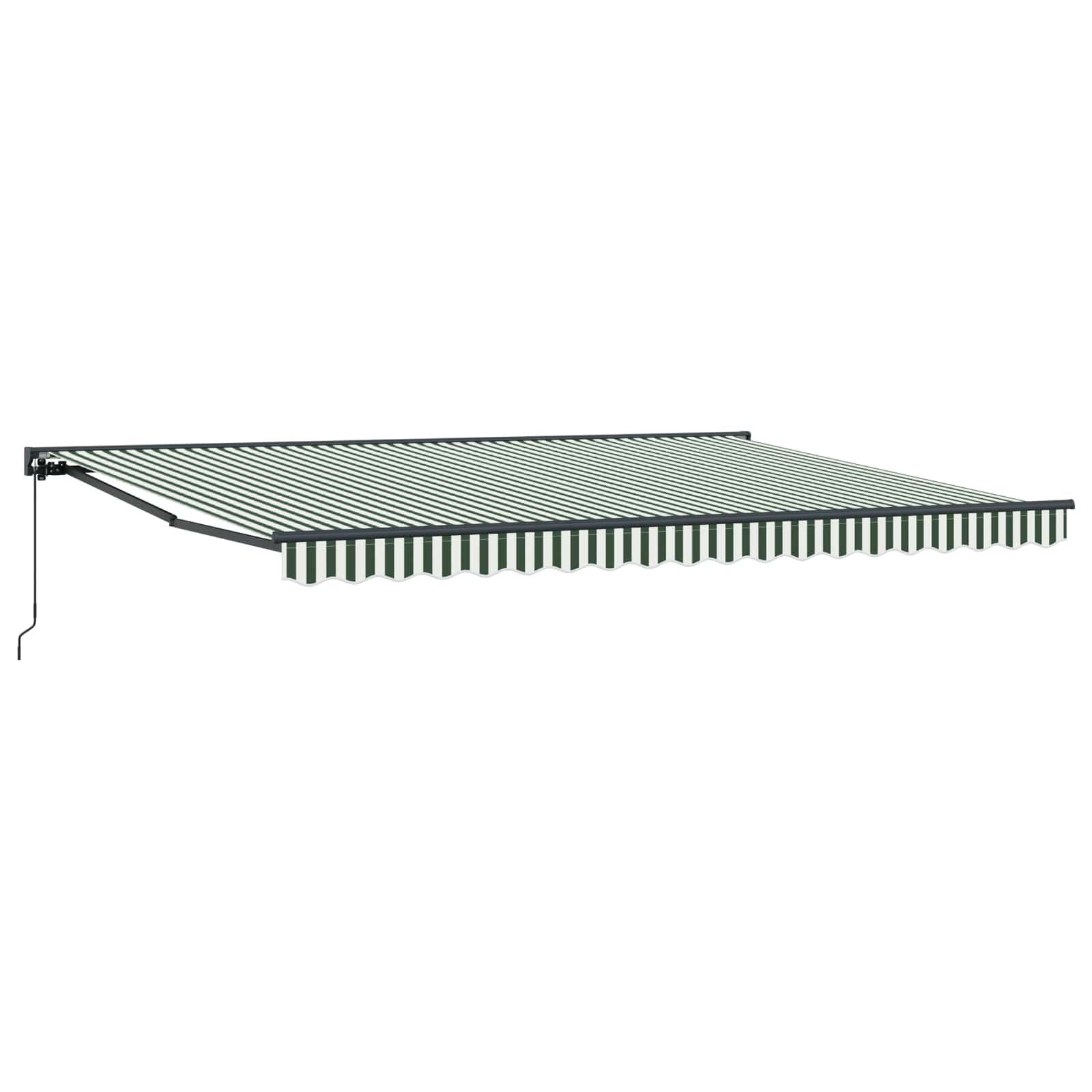vidaXL Manual Retractable Awning Green and White 4 x 3.5 m 2
