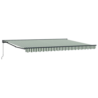 vidaXL Manual Retractable Awning Green and White 4 x 3.5 m 2
