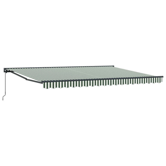 vidaXL Manual Retractable Awning Green and White 4 x 3.5 m 2