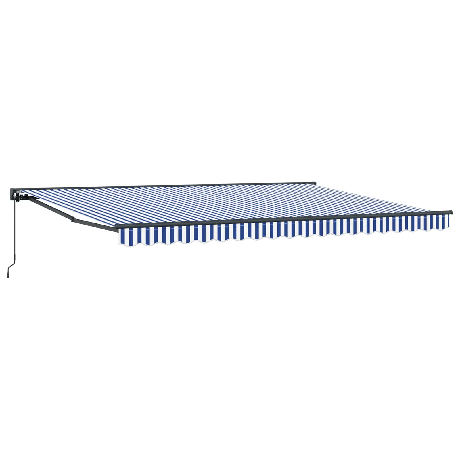 vidaXL Manual Retractable Awning Blue and White 4.5 x 3.5 m 2