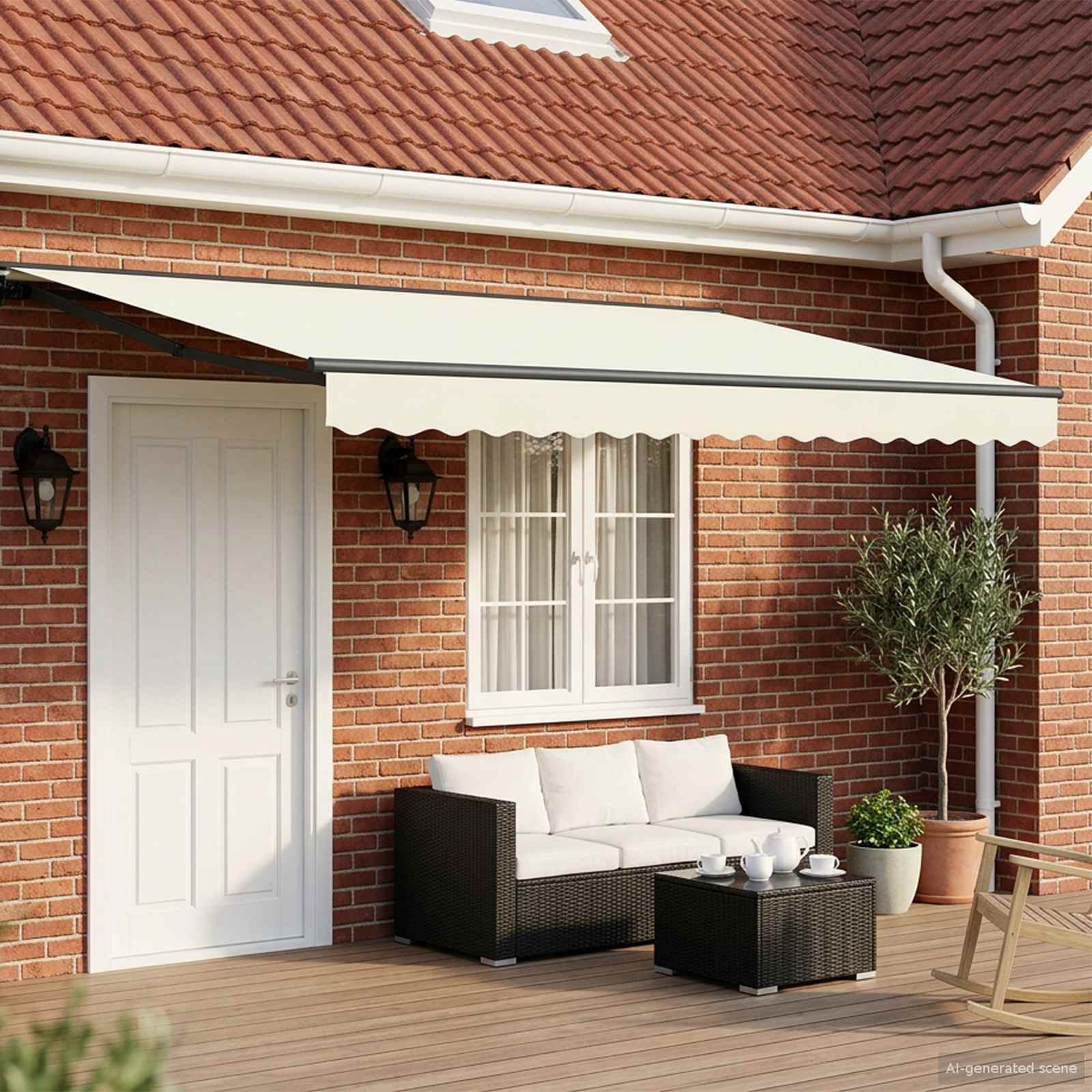 vidaXL Manual Retractable Awning Cream 4.5 x 3.5 m 1