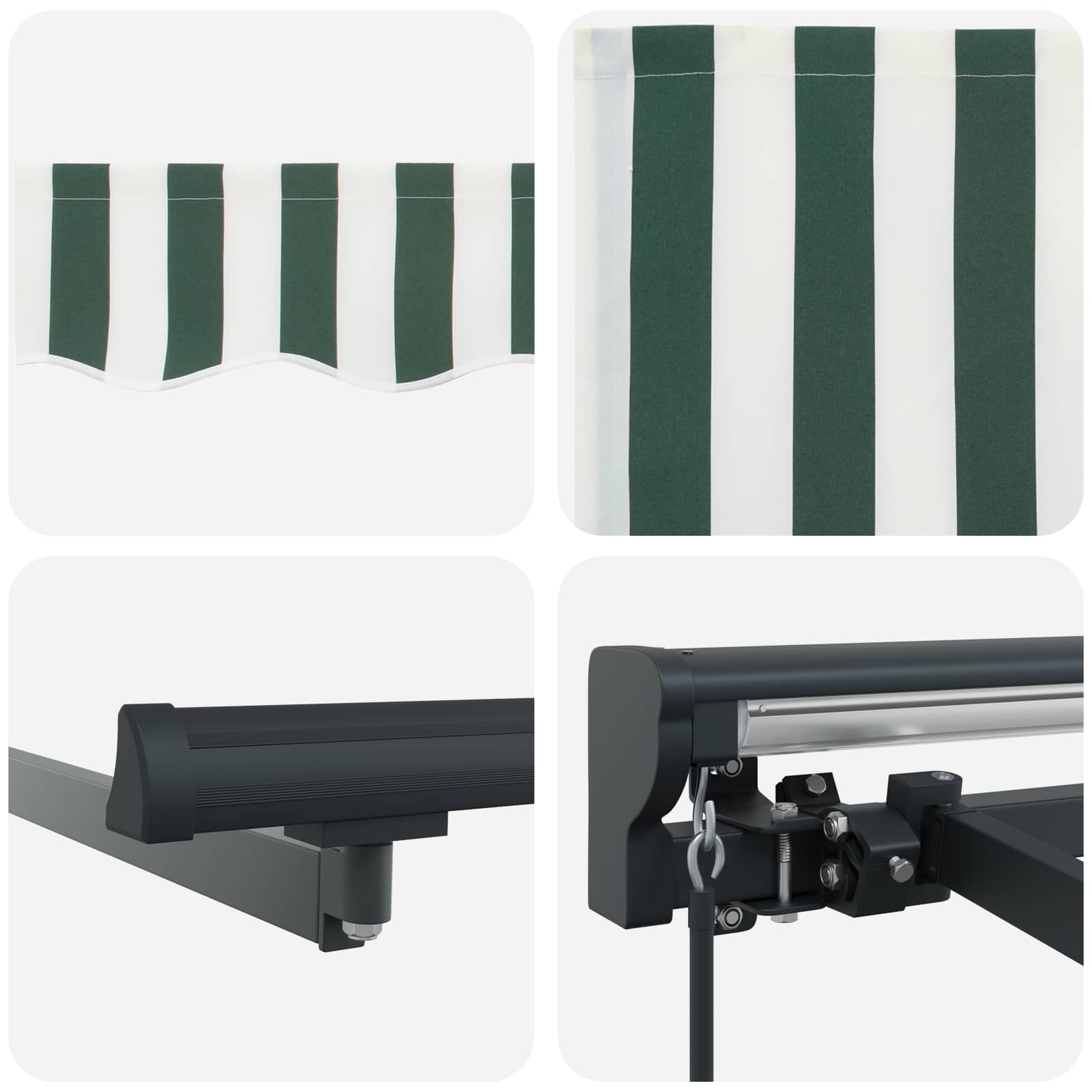 vidaXL Manual Retractable Awning Green and White 5 x 3.5 m 6