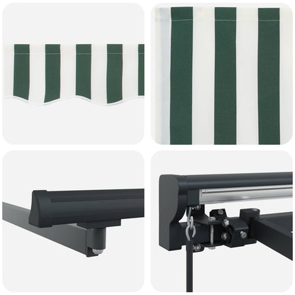 vidaXL Manual Retractable Awning Green and White 5 x 3.5 m 6