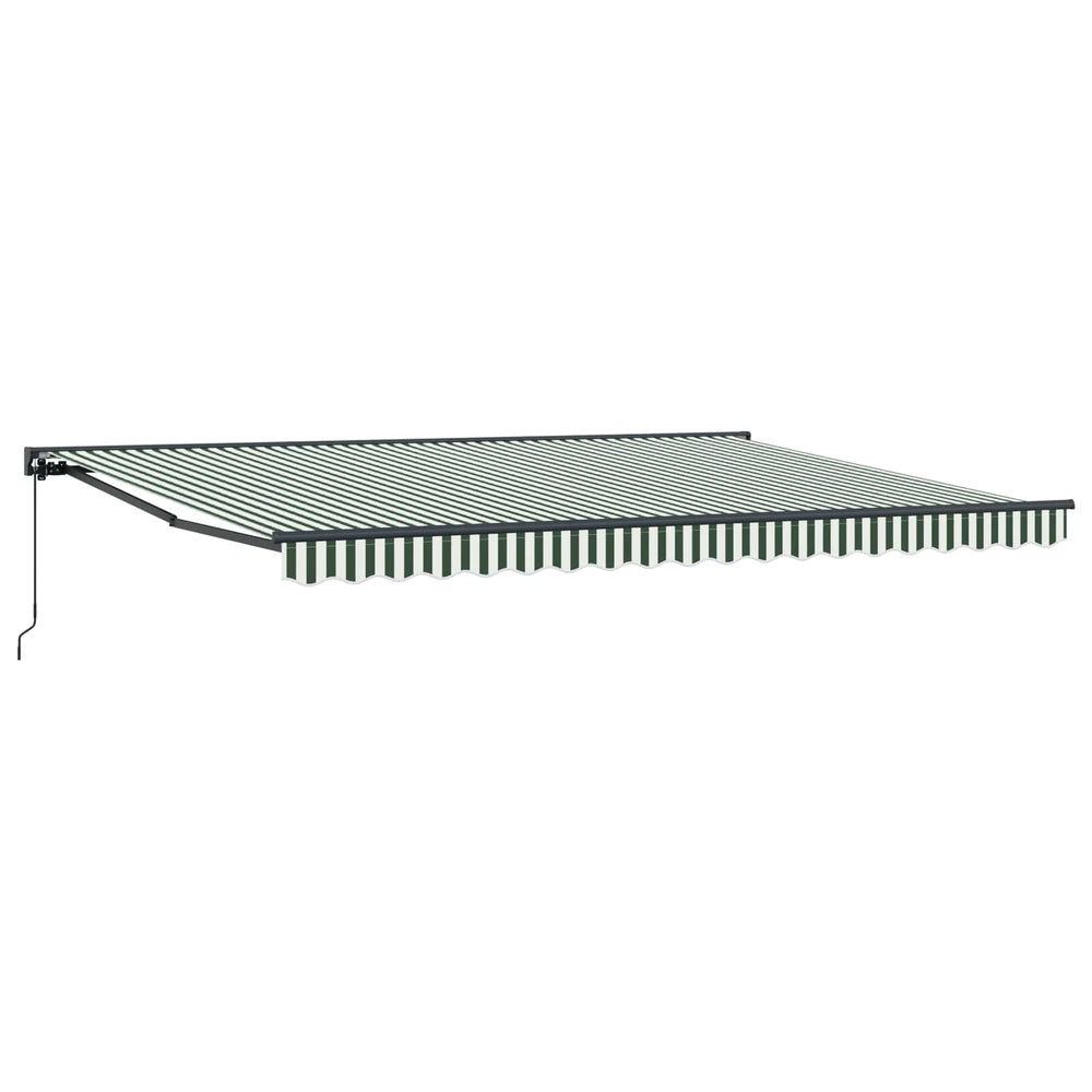 vidaXL Manual Retractable Awning Green and White 5 x 3.5 m