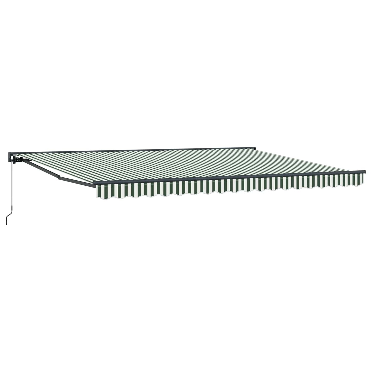 vidaXL Manual Retractable Awning Green and White 5 x 3.5 m 1