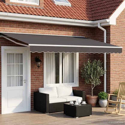 vidaXL Manual Awning Frame with LEDs White and Anthracite 4.5 x 3.5 m 1