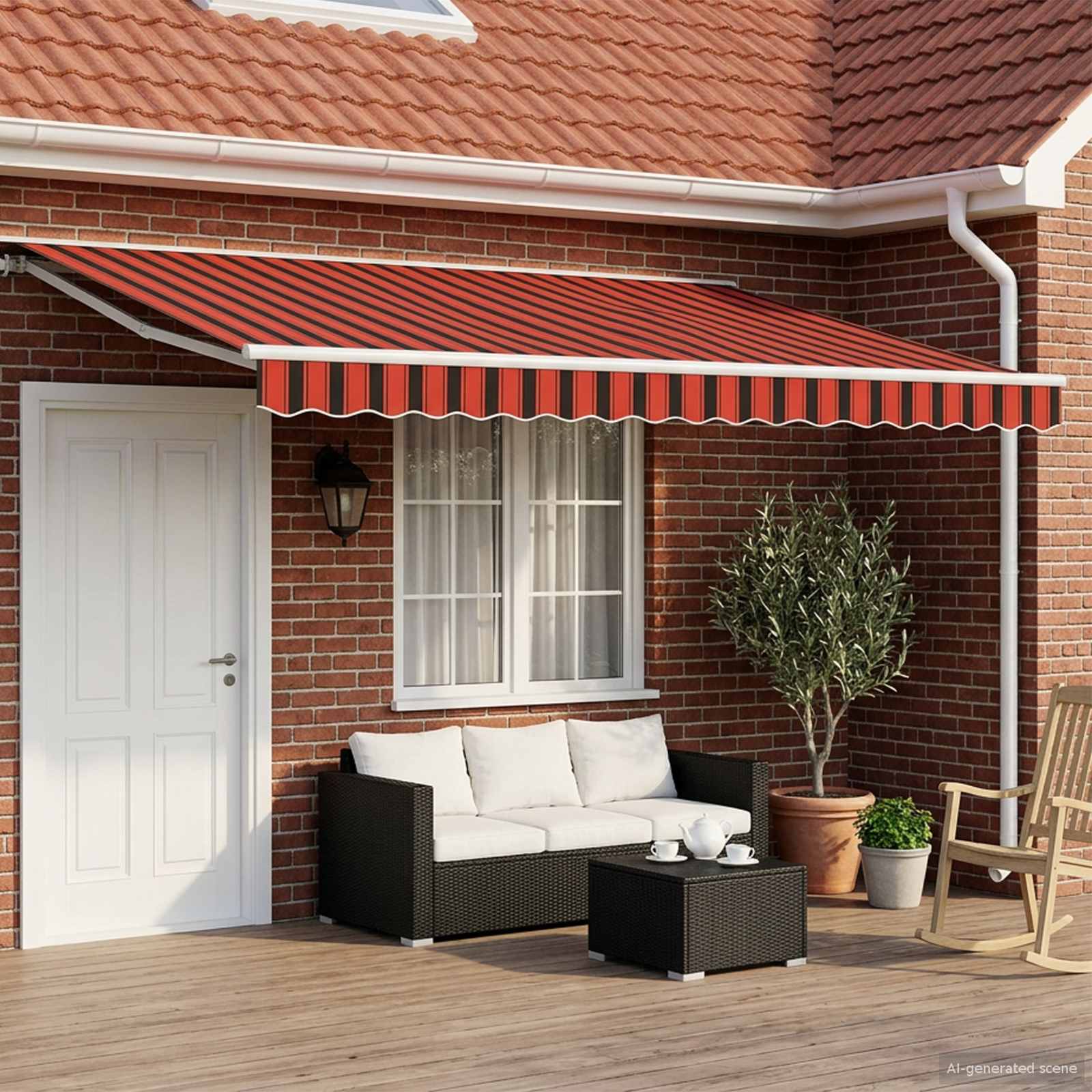 vidaXL Manual Awning Frame with LEDs 4.5 x 3.5 m 1