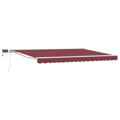 vidaXL Manual Awning Frame with LEDs Burgundy and White 4.5 x 3.5 m 2