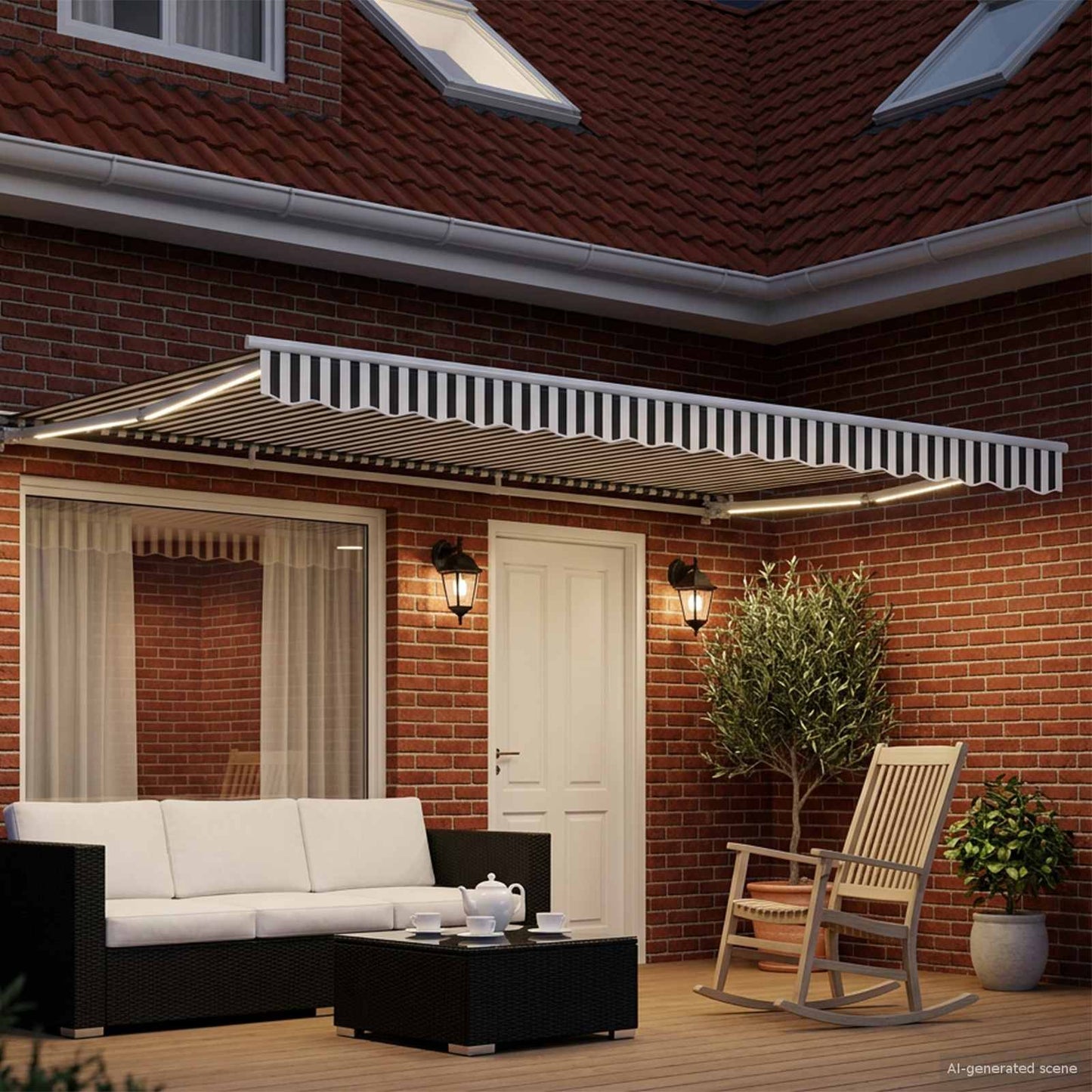 vidaXL Manual Awning Frame with LEDs Anthracite and White 4.5 x 3.5 m 3