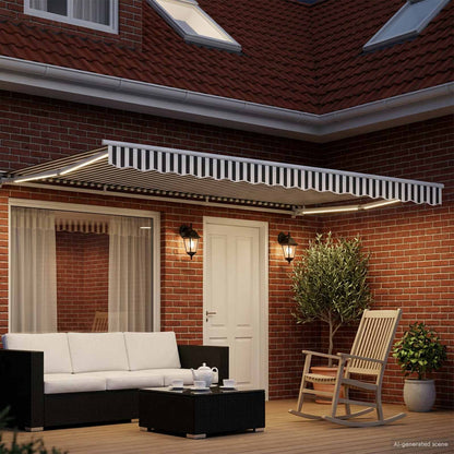 vidaXL Manual Awning Frame with LEDs Anthracite and White 4.5 x 3.5 m 3