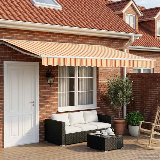 vidaXL Manual Awning Frame with LEDs 4.5 x 3.5 m 1