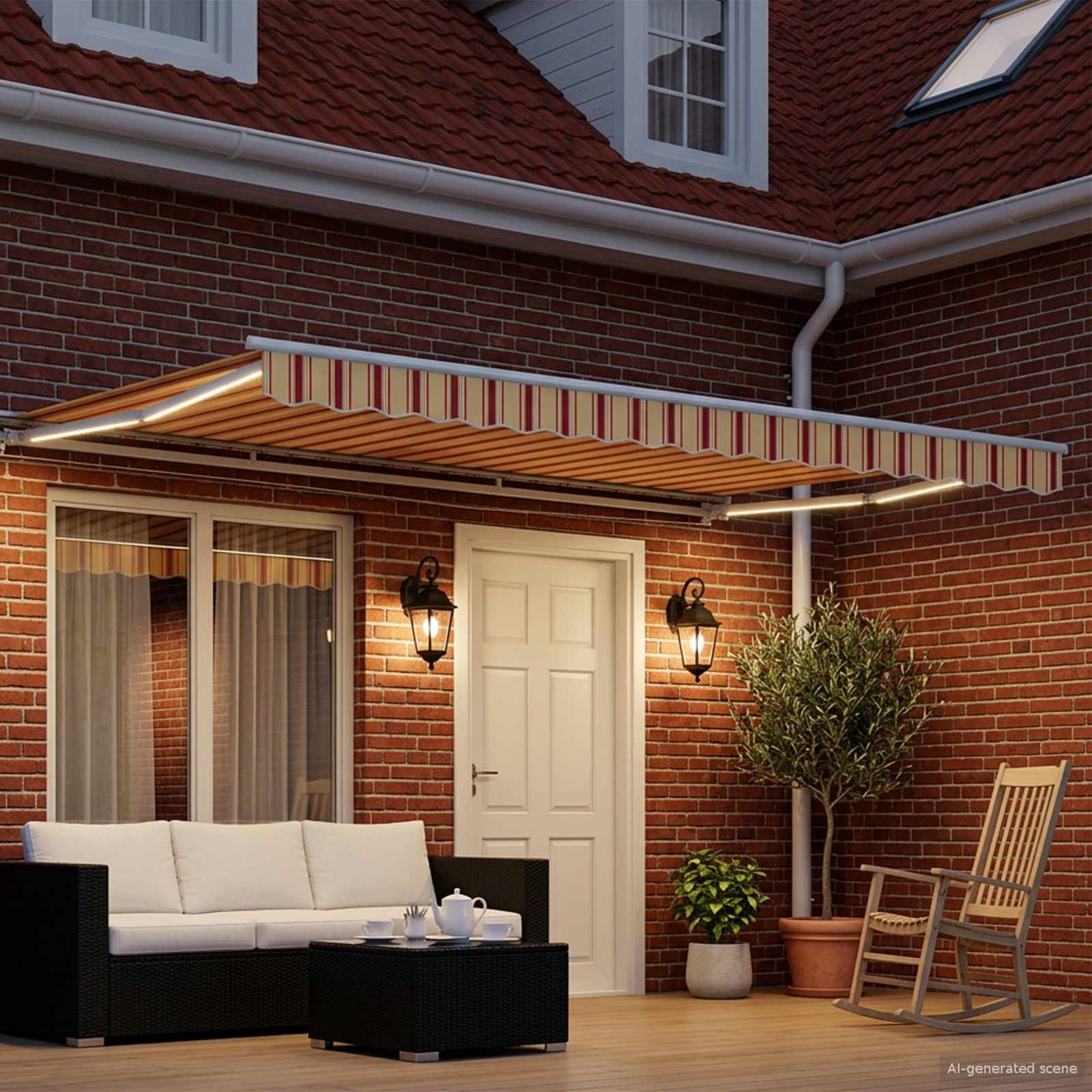 vidaXL Manual Awning Frame with LEDs 4.5 x 3.5 m 3