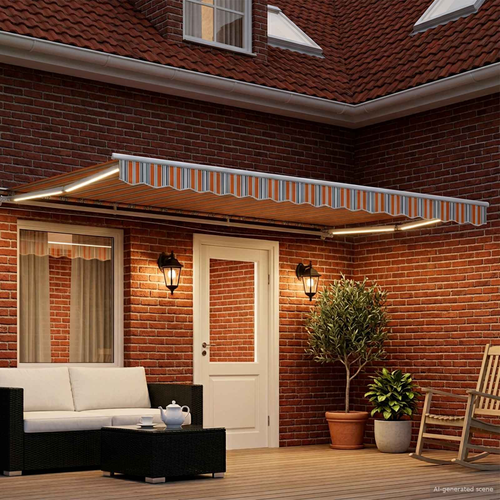 vidaXL Manual Awning Frame with LEDs 4.5 x 3.5 m 3