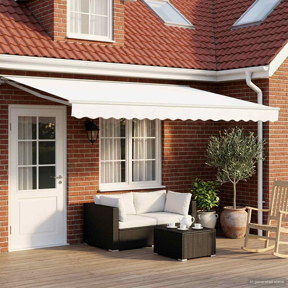 vidaXL Manual Awning Frame with LEDs White 4.5 x 3.5 m