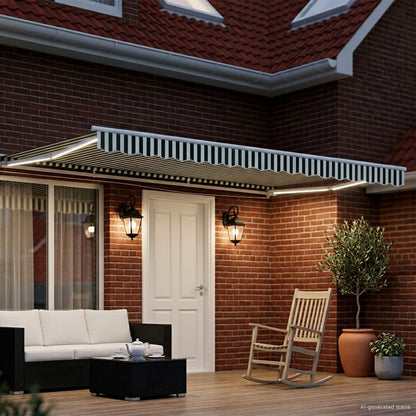 vidaXL Manual Awning Frame with LEDs Green and White 4.5 x 3.5 m 3