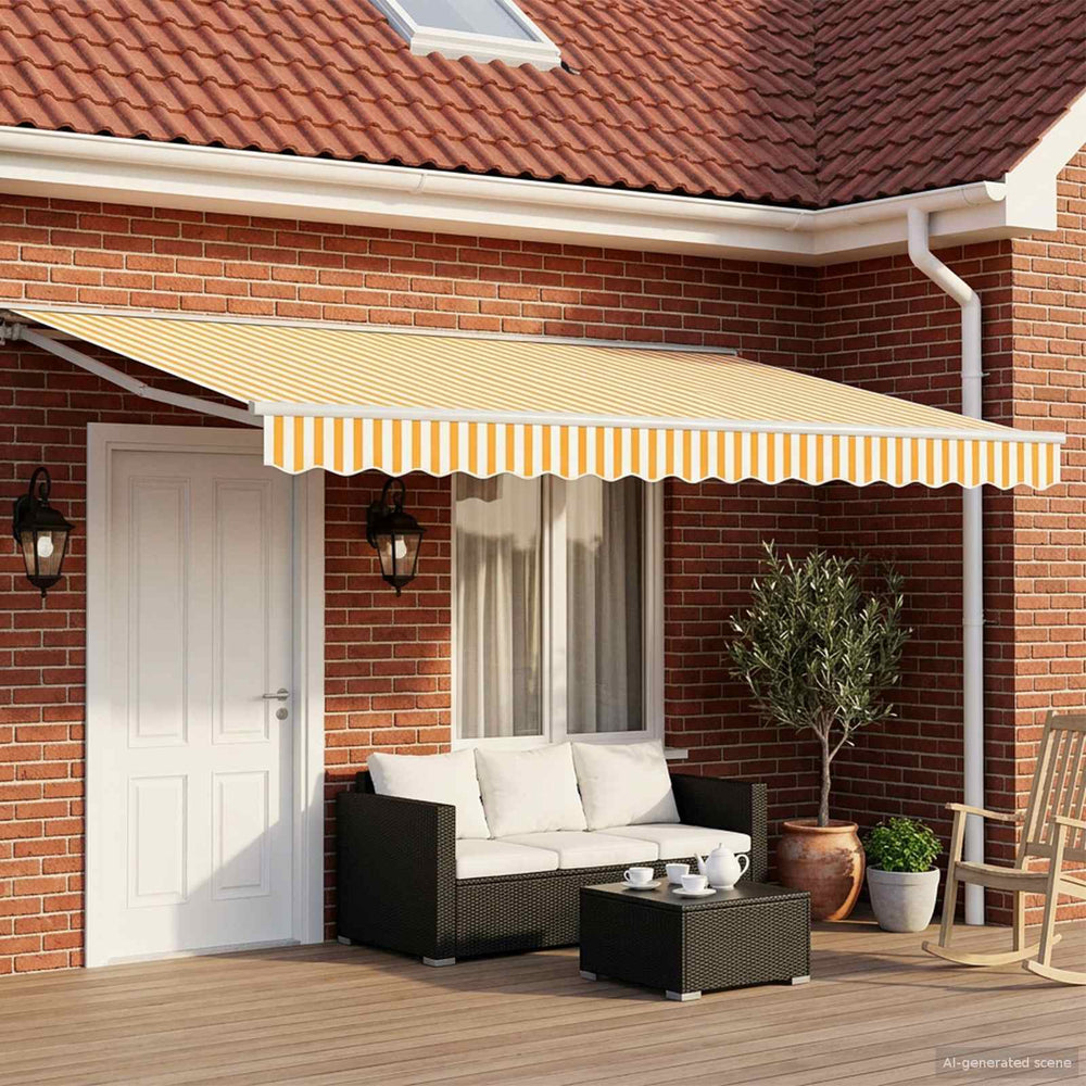 vidaXL Manual Awning Frame with LEDs Yellow and White 5 x 3.5 m