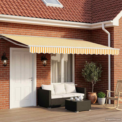vidaXL Manual Awning Frame with LEDs Yellow and White 5 x 3.5 m 1