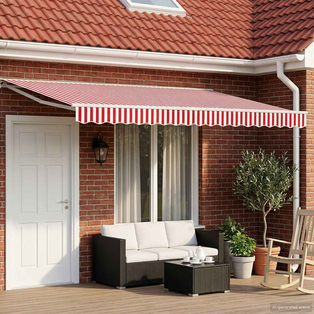 vidaXL Manual Awning Frame with LEDs Red and White 5 x 3.5 m