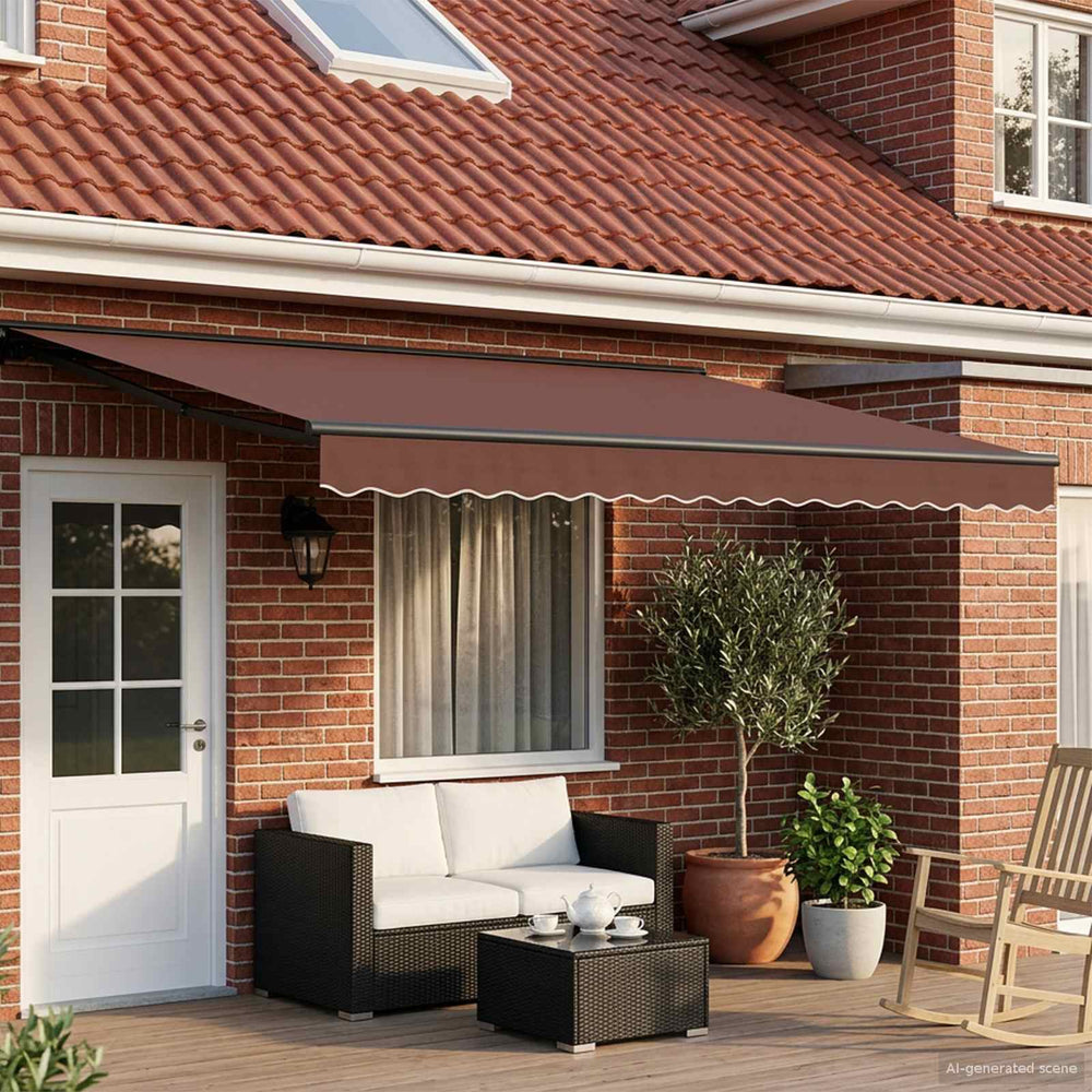 vidaXL Manual Awning Frame with LEDs Brown and Anthracite 4.5 x 3.5 m