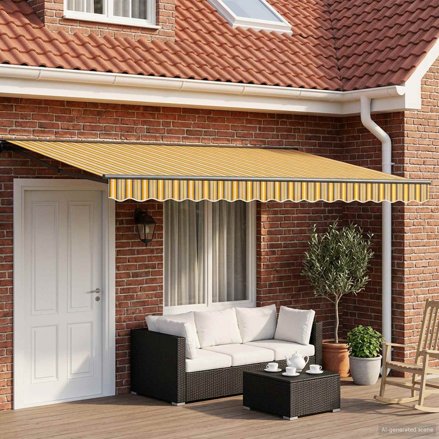 vidaXL Manual Awning Frame with LEDs 4.5 x 3.5 m 3