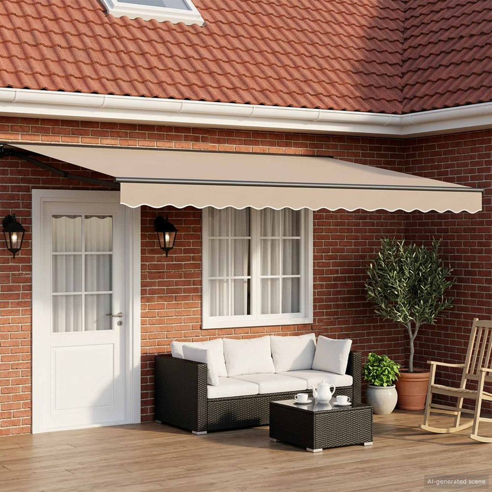 vidaXL Manual Awning Frame with LEDs Beige and Anthracite 4.5 x 3.5 m