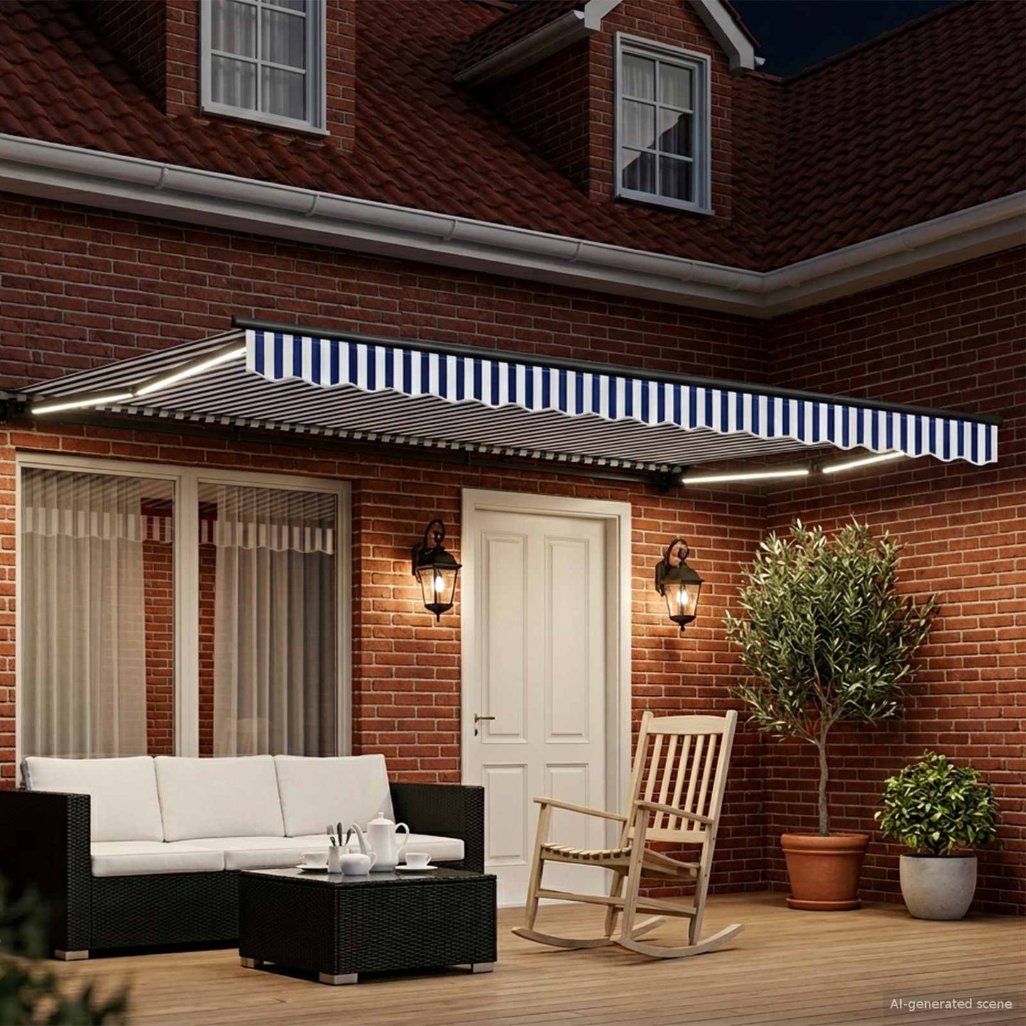 vidaXL Manual Awning Frame with LEDs 5 x 3.5 m 3