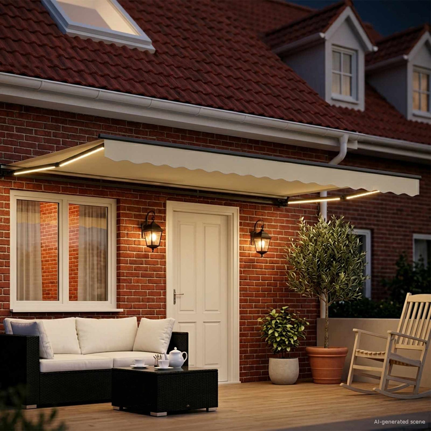 vidaXL Manual Awning Frame with LEDs Cream and Anthracite 5 x 3.5 m 3