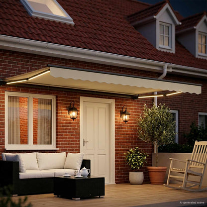 vidaXL Manual Awning Frame with LEDs Cream and Anthracite 5 x 3.5 m 3