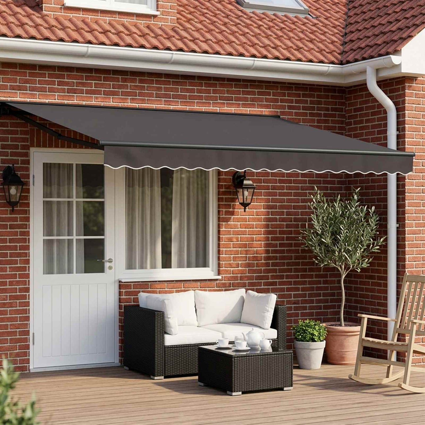 vidaXL Manual Awning Frame with LEDs Anthracite 5 x 3.5 m 3