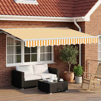vidaXL Electric Retractable Awning Yellow and White 3 x 2 m 1