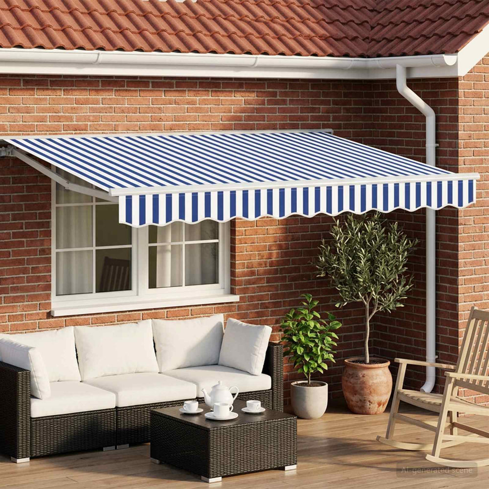 vidaXL Electric Retractable Awning Blue and White 3.5 x 2 m